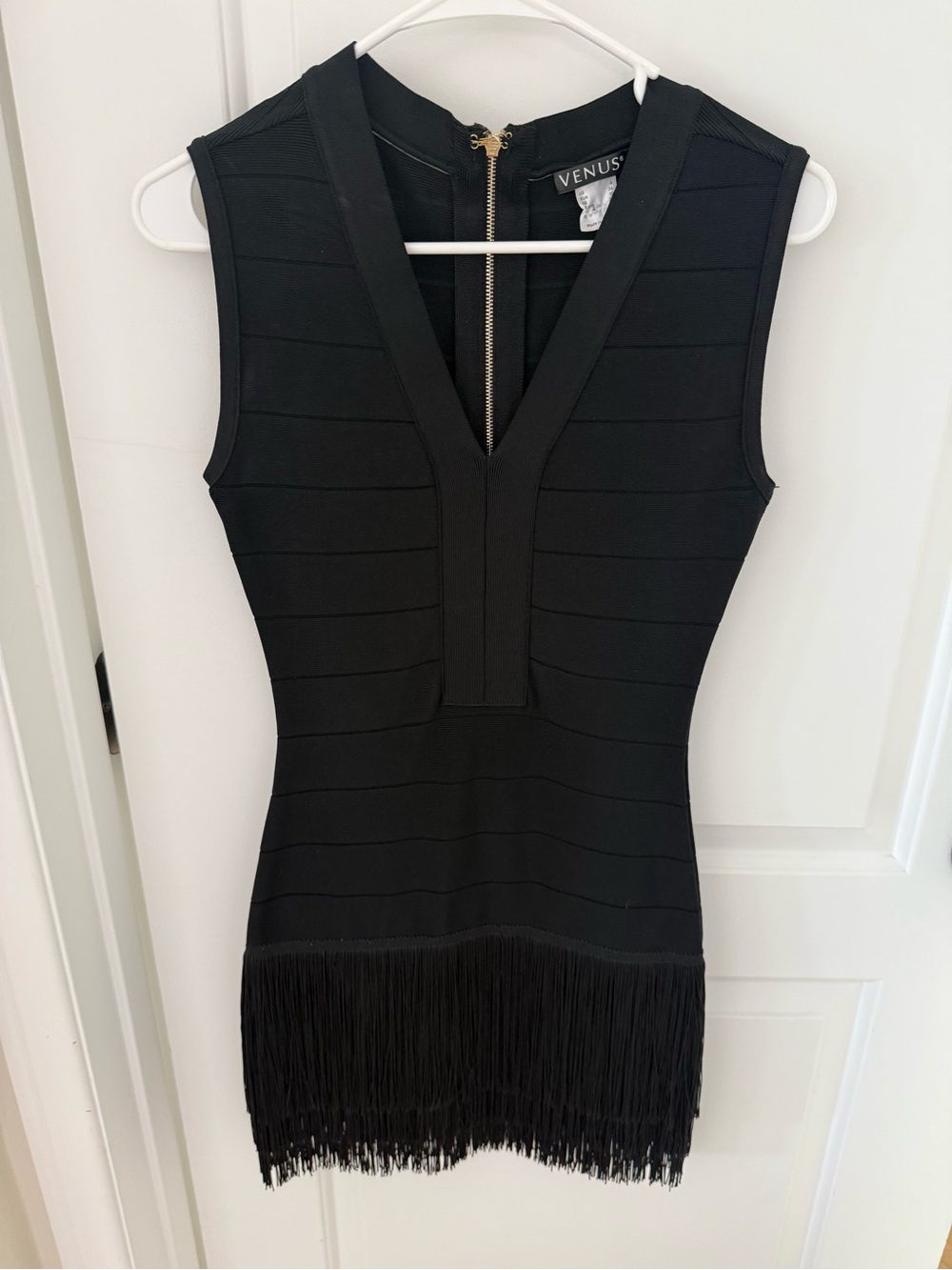 VENUS Black Ribbed Top with Branded Neck Label